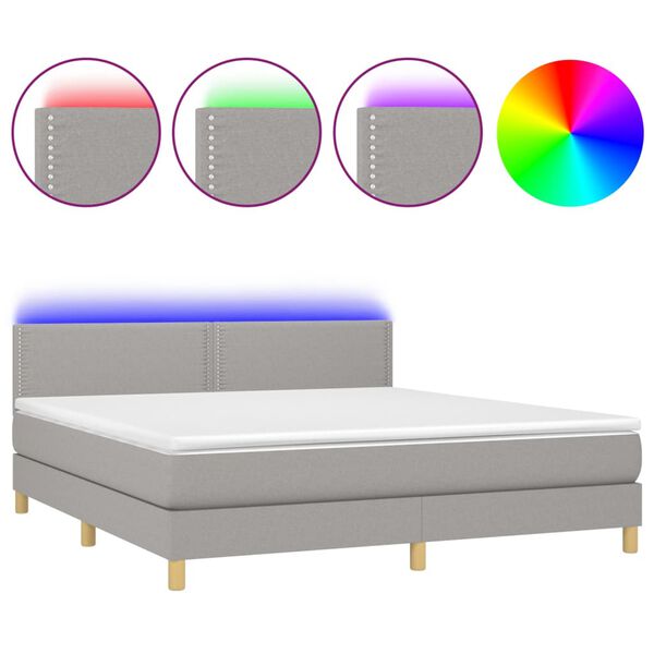 vidaXL Sommier &agrave; lattes de lit matelas LED Gris clair 160x200 cm Tissu