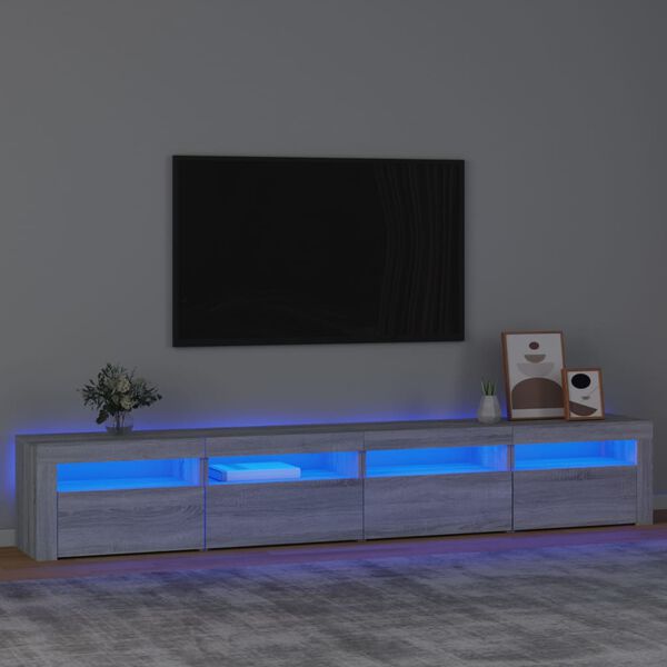 vidaXL Meuble TV avec lumières LED Sonoma gris 240x35x40 cm