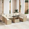 vidaXL Ensemble de canapé de jardin 10 pcs Beige Poly rotin