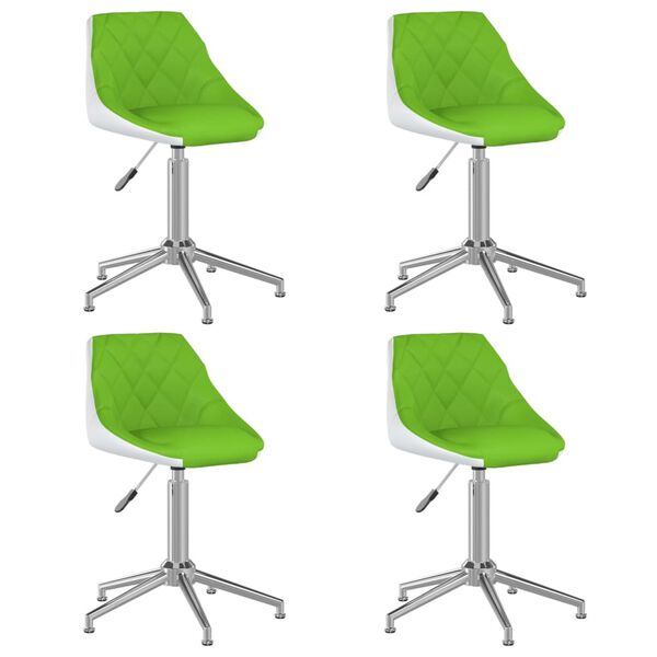 vidaXL Chaises &agrave; manger pivotantes lot de 4 vert et blanc similicuir