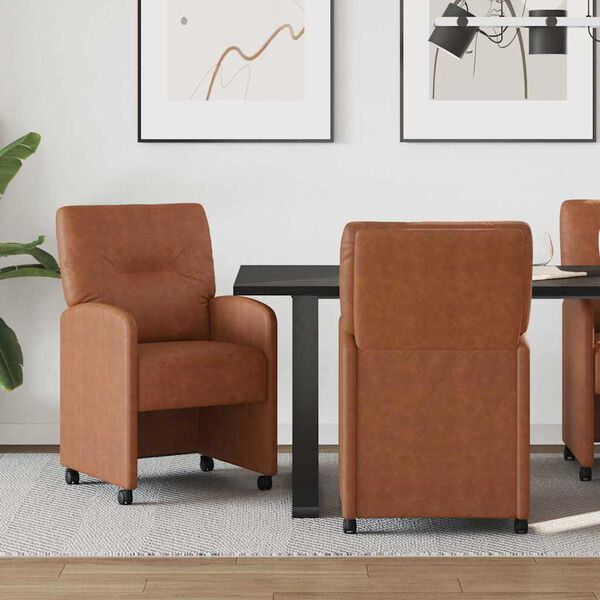 vidaXL Chaises de Salle à Manger avec Roues 2 pcs Marron