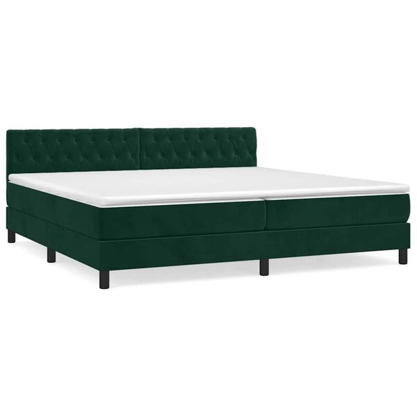 vidaXL Sommier &agrave; lattes de lit et matelas Vert fonc&eacute; 200x200cm Velours