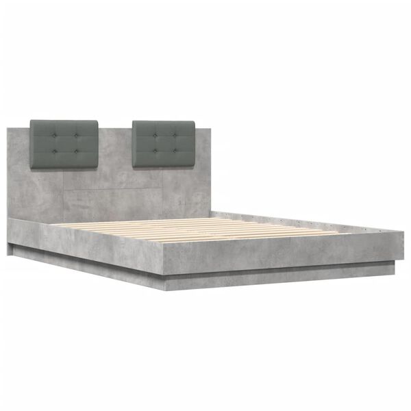 vidaXL Cadre de lit sans matelas gris b&eacute;ton 140x200 cm