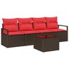 vidaXL Ensemble de Canap&eacute;s 5 pc 4-Nombre de places Beige et Rouge