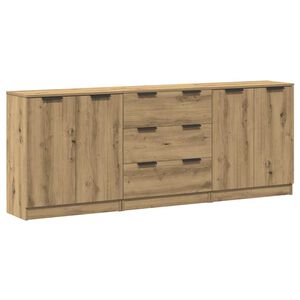 vidaXL Buffets 3 pcs ch&ecirc;ne artisanal 60x30x70 cm bois d'ing&eacute;nierie