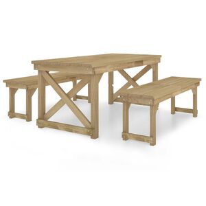 vidaXL Ensemble &agrave; manger de jardin 3 pcs Bois de pin impr&eacute;gn&eacute;