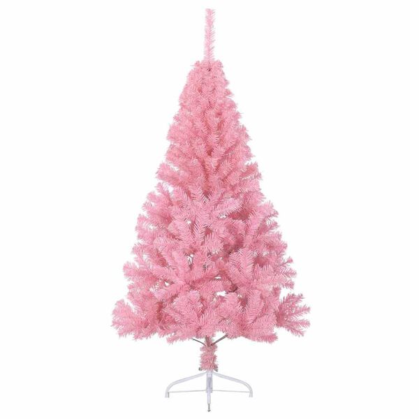 vidaXL Sapin de No&euml;l artificiel pr&eacute;-&eacute;clair&eacute; Rose 180 cm PVC