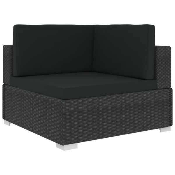 vidaXL Salon de jardin 6 pcs avec coussins résine tressée noir