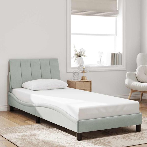 vidaXL Cadre de lit sans matelas Hanko gris clair 90x200 cm velours