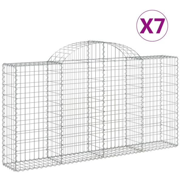 vidaXL Paniers &agrave; gabions arqu&eacute;s 7 pcs 200x30x100/120 cm Fer galvanis&eacute;