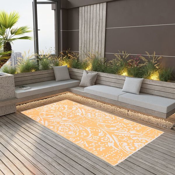 vidaXL Tapis d'ext&eacute;rieur ARAKIL Orange et blanc 160x230 cm PP