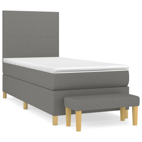 vidaXL Sommier &agrave; lattes de lit avec matelas Gris fonc&eacute; 100x200cm Tissu