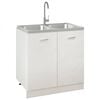 vidaXL &Eacute;vier de cuisine &agrave; double lavabo argent&eacute; 800x500x155 mm inox
