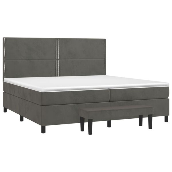 vidaXL Sommier &agrave; lattes de lit et matelas Gris fonc&eacute; 200x200cm Velours