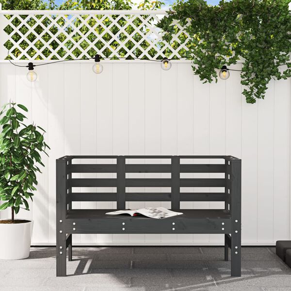 vidaXL Banc de jardin gris 111,5x53x71 cm bois massif de pin