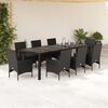 vidaXL Ensemble &agrave; manger de jardin et coussins 9 pcs noir rotin verre
