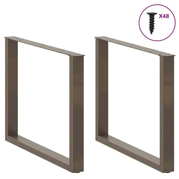 vidaXL Pieds de table &agrave; manger en U 3 pi&egrave;ces Acier naturel 100 x (72-73) cm Acier