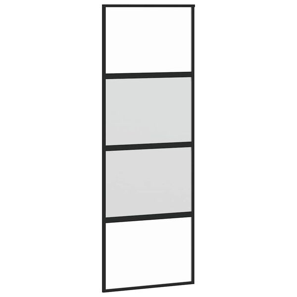 vidaXL Porte coulissante noir 76x205 cm verre trempé aluminium