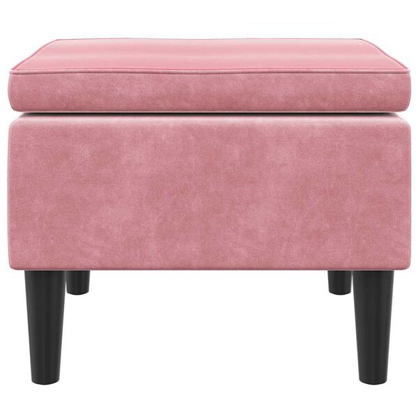 vidaXL Tabouret avec pieds en bois Rose Velours