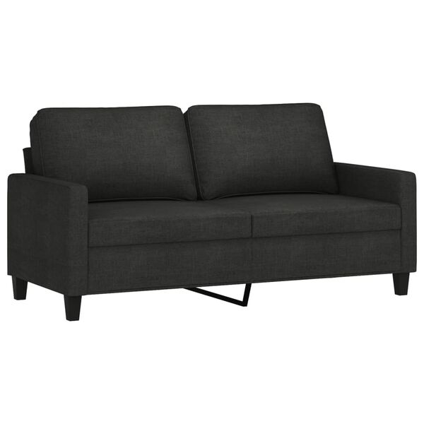 vidaXL Ensemble de canap&eacute;s 2 pcs avec coussins Noir Tissu