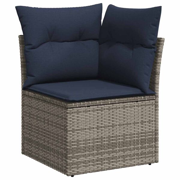 vidaXL Salon de jardin 8pcs avec coussins gris r&eacute;sine tress&eacute;e