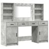 vidaXL Ensemble de table de maquillage avec LED 3 pc Gris b&eacute;ton