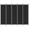 vidaXL Cloison de s&eacute;paration 5 panneaux Noir 250x200 cm Tissu