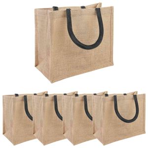 vidaXL Sacs en jute 5 Naturel et noir 26 x 22 x 14 cm 100 % jute Tossa