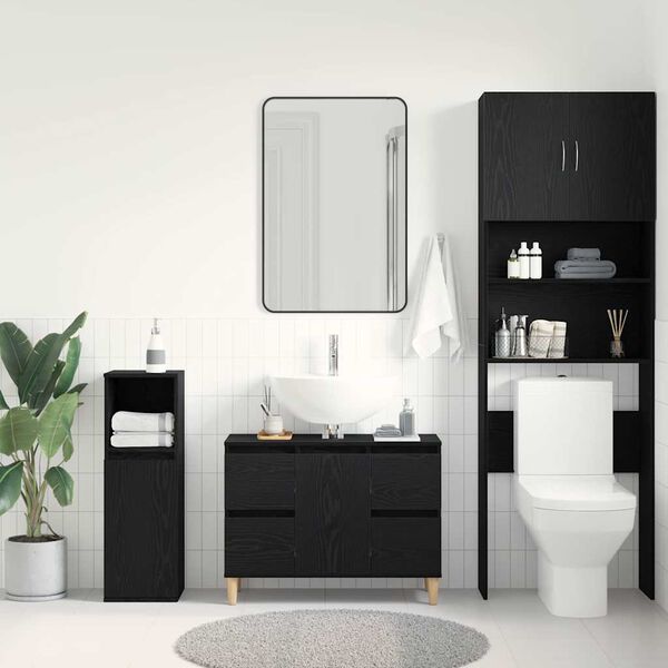 vidaXL Meuble de Lavabo de Salle de Bain Ch&ecirc;ne noir 80 x 33 x 60 cm
