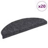 vidaXL Tapis d'escalier autocollants 20 pi&egrave;ces 65 x 21 x 4 cm Gris fonc&eacute; Demi-rond Grand