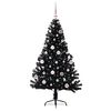 vidaXL Sapin de No&euml;l artificiel pr&eacute;-&eacute;clair&eacute; Noir 150 cm PVC