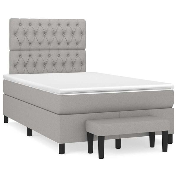 vidaXL Sommier &agrave; lattes de lit et matelas gris clair 120x190 cm tissu