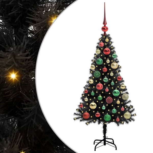vidaXL Sapin de No&euml;l avec 150 LED avec support Noir 120 cm PVC