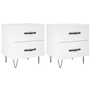 vidaXL Tables de chevet 2 pcs blanc 40x35x47,5 cm bois d&rsquo;ing&eacute;nierie
