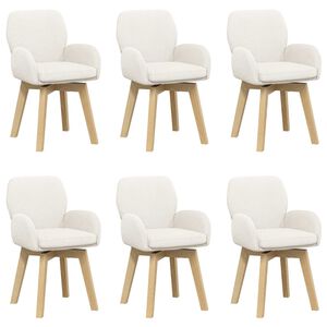 vidaXL Chaises de salle &agrave; manger pivotantes 6 pc Boucl&eacute; Cr&egrave;me