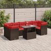 vidaXL Salon de jardin 8pcs avec coussins marron résine tressée acacia