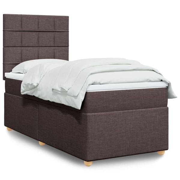 vidaXL Sommier &agrave; lattes de lit avec matelas Marron fonc&eacute; 100x200 cm