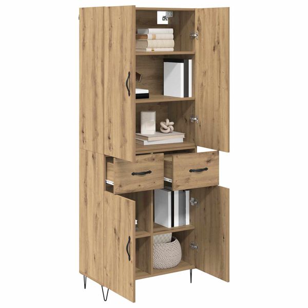 vidaXL Haut Armoire 2 pcs Ch&ecirc;ne artisanal Bois d'ing&eacute;nierie et verre