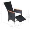 vidaXL Chaise inclinable de jardin 2pc et coussins Résine tressée Noir