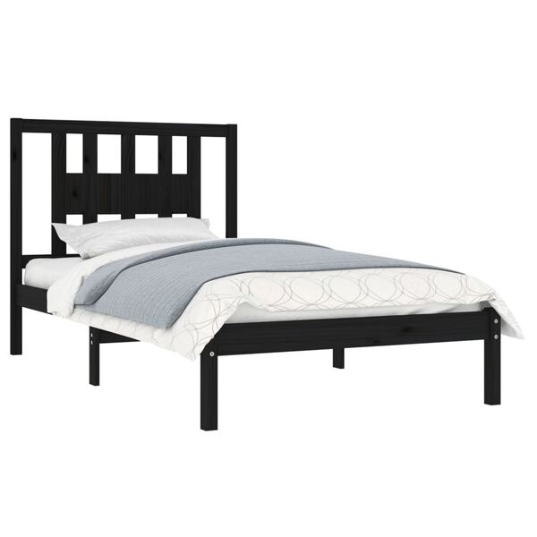 vidaXL Cadre de lit sans matelas noir bois massif 100x200 cm