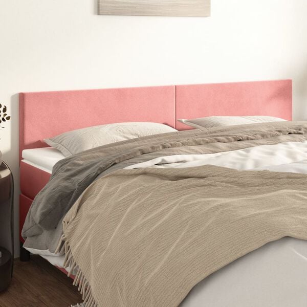 vidaXL T&ecirc;tes de lit 2 pcs Rose 100x5x78/88 cm Velours