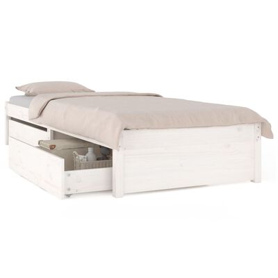 vidaXL Cadre de lit avec tiroirs Blanc 75x190 cm Petit simple