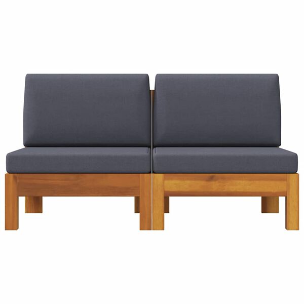 vidaXL Canapés centraux 2 pcs avec coussins gris foncé Acacia solide