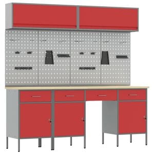 vidaXL Ensemble de placards de travail avec tiroir 10 pc Rouge