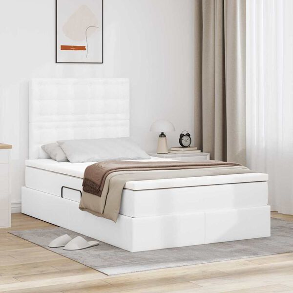 vidaXL Lit de Rangement Blanc 120 x 190 cm Cuir synth&eacute;tique