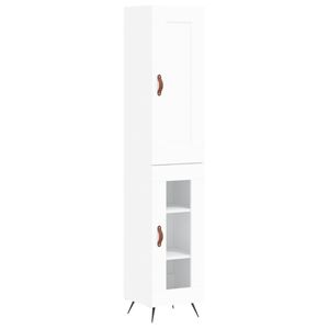 vidaXL Buffet haut Blanc 34,5x34x180 cm Bois d'ing&eacute;nierie