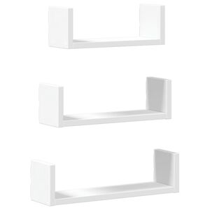 vidaXL &Eacute;tag&egrave;res murales 3 pcs blanc bois d'ing&eacute;nierie