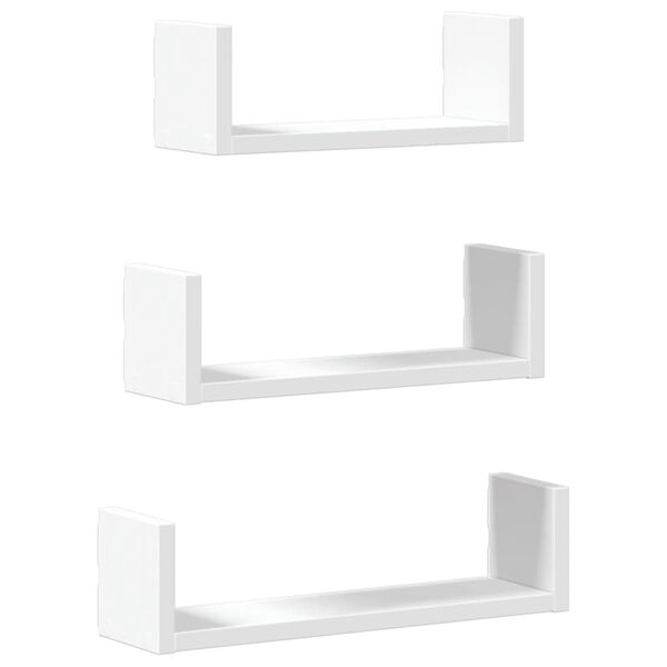 vidaXL &Eacute;tag&egrave;res murales 3 pcs blanc bois d'ing&eacute;nierie