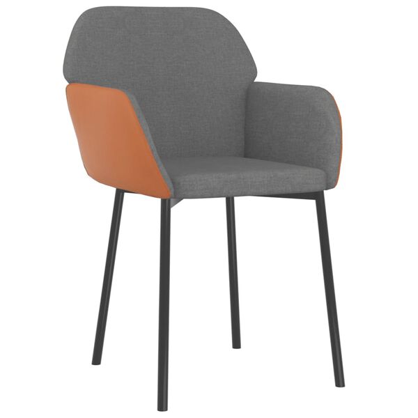 vidaXL Chaises &agrave; manger lot de 2 gris clair tissu et similicuir