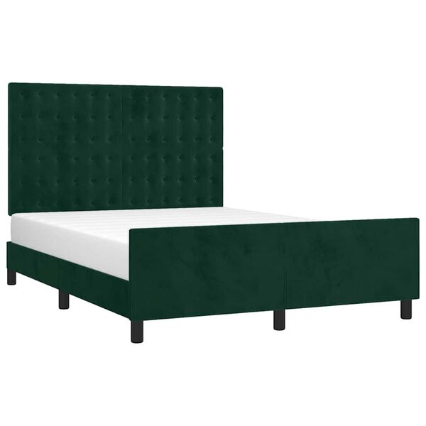 vidaXL Cadre de lit sans matelas vert fonc&eacute; 140x190 cm velours